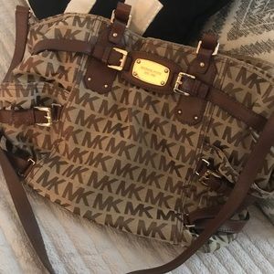 Tan Brown Monogram MIchael Kors Gansevoort Handbag